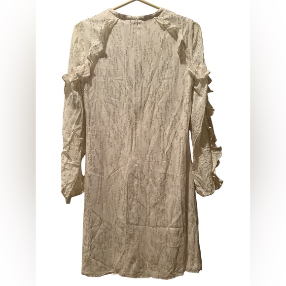 LILLY PULITZER | Belle Flounce Coconut Fish Clip Chiffon silk dress gold size 2 - Picture 3 of 9